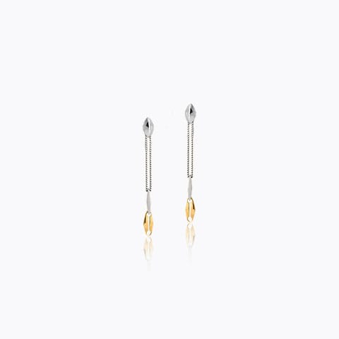 Minimalist Duo Platinum Drop Earrings Platinum,Gold Earrings Platinum 950, 18 Karat Two Tone Gold Minimalist Duo Platinum Drop Earrings