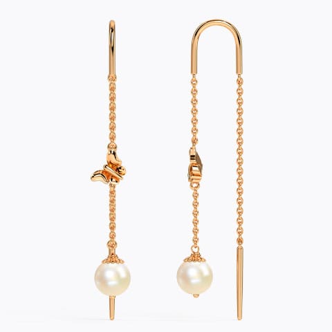 Flutter Pearl Gemstone Sui Dhaga Earrings