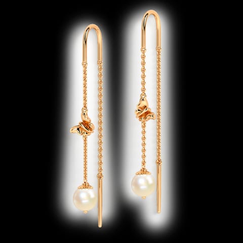 Flutter Pearl Gemstone Sui Dhaga Earrings