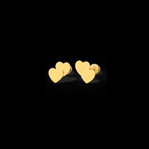 Duo Heart Kids' Gold Earrings Duo Heart Kids' Gold Earrings
