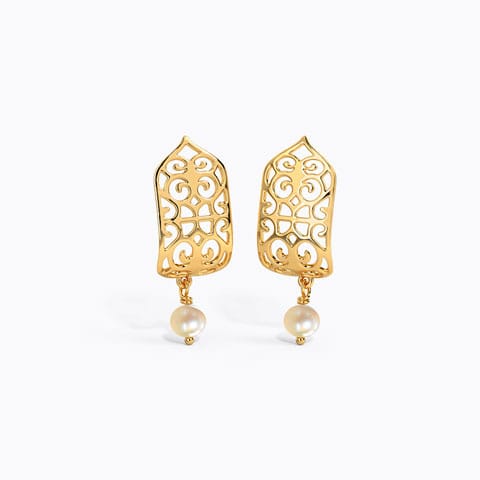 2 Pairs 22k Gold Plated Stud Earrings - Indian Designer Jewelry For Women (BUY 1 GET 1 FREE)