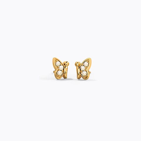 Teeny Butterfly Pearl Stud Earrings