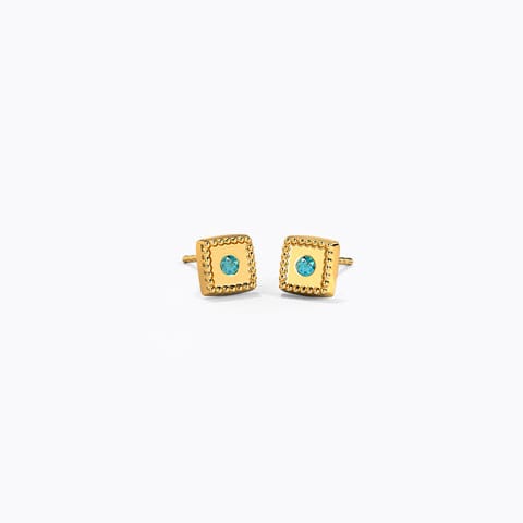Milgrain Square Earring Gold,Gemstone Earrings 14 Karat Yellow Gold Milgrain Square Earring