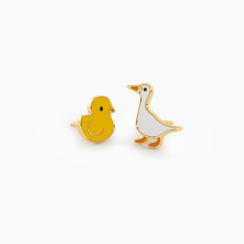 FRIENDS Duck & Chick Gold Mismatch Stud Earrings