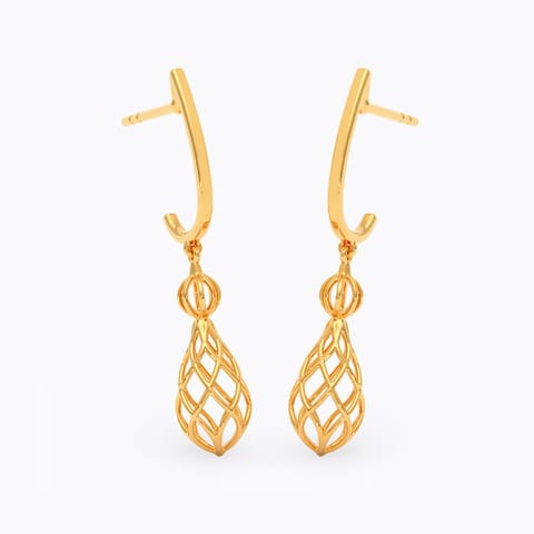 Lattice Drizzle Gold Drop Earrings