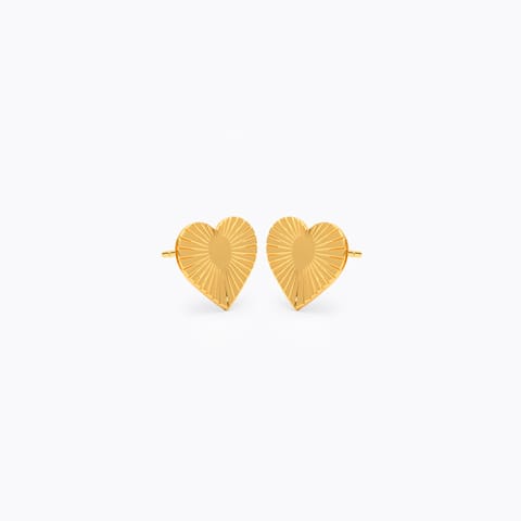 Embossed Heart 9KT Gold Stud Earrings