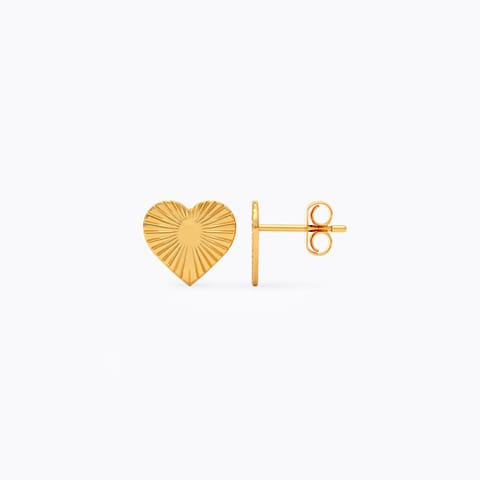 Embossed Heart 9KT Gold Stud Earrings