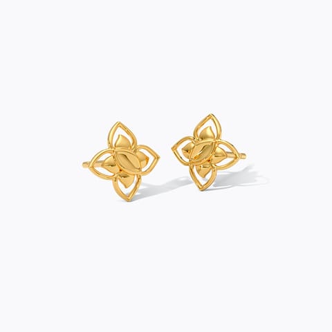 Serene Bloom 9KT Gold Stud Earrings