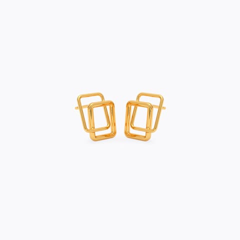 Double Square 9KT Gold Stud Earrings