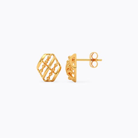 Hexa Cuts 9KT Gold Stud Earrings Hexa Cuts 9KT Gold Stud Earrings