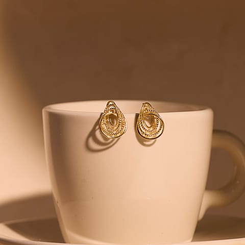 Gold Earrings 9 Karat Yellow Gold Intertwine Spark 9KT Gold Stud Earrings