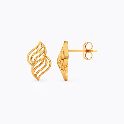 Cutout Waves 9KT Gold Stud Earrings