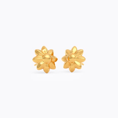 Floral Gleam 9KT Gold Stud Earrings