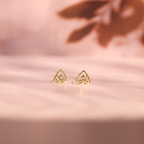 Trigonal Cutout 9KT Gold Stud Earrings