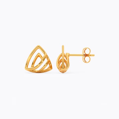 Trigonal Cutout 9KT Gold Stud Earrings