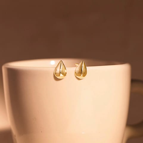 Gold Earrings 9 Karat Yellow Gold Gilded Pear 9KT Gold Stud Earrings