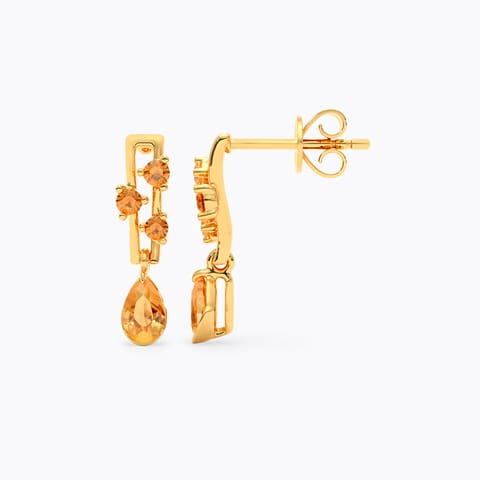 Citrine Flare 9KT Gemstone Drop Earrings
