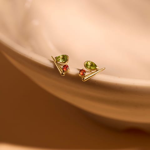 Dual Hue 9KT Gemstone Stud Earrings