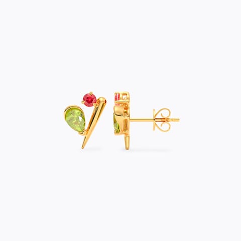 Dual Hue 9KT Gemstone Stud Earrings