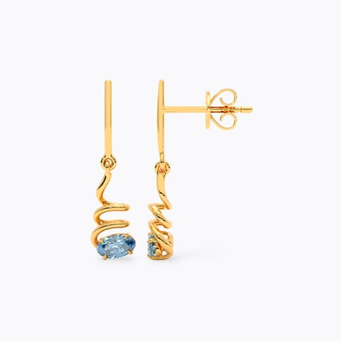 Blue Coil 9KT Gemstone Drop Earrings