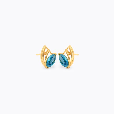 Blue Leaflet 9KT Gemstone Stud Earrings