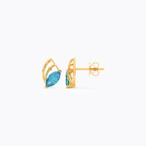 Blue Leaflet 9KT Gemstone Stud Earrings