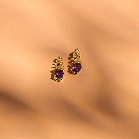 Purple Spiral 9KT Gemstone Drop Earrings