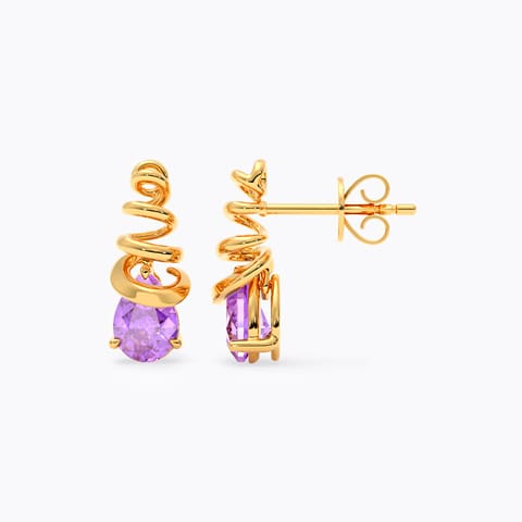 Purple Spiral 9KT Gemstone Drop Earrings