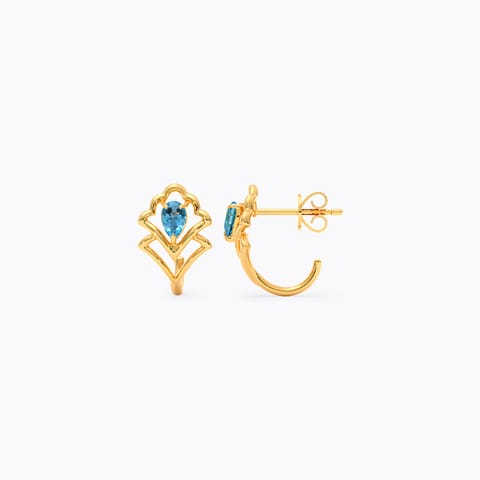 Scallop Blue 9KT Gemstone Hoop Earrings