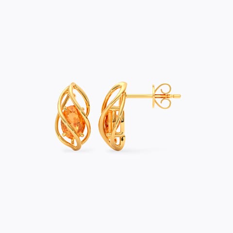 Citrine Coil 9KT Gemstone Stud Earrings