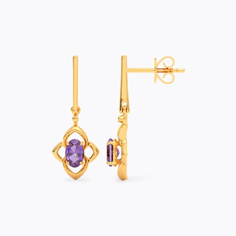 Purple Cleef 9KT Gemstone Drop Earrings