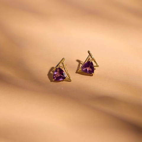 Purple Prism 9KT Gemstone Stud Earrings