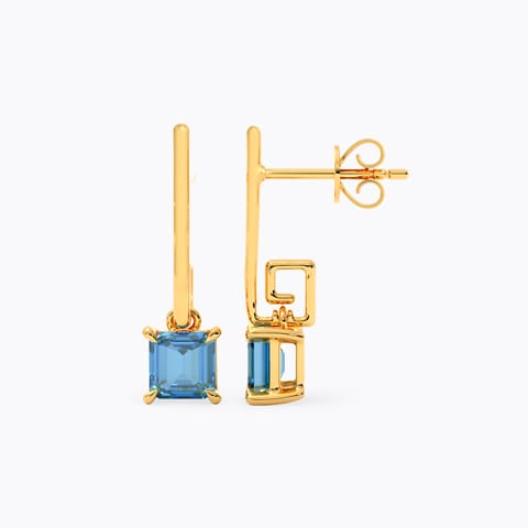Dancing Azure 9KT Gemstone Drop Earrings