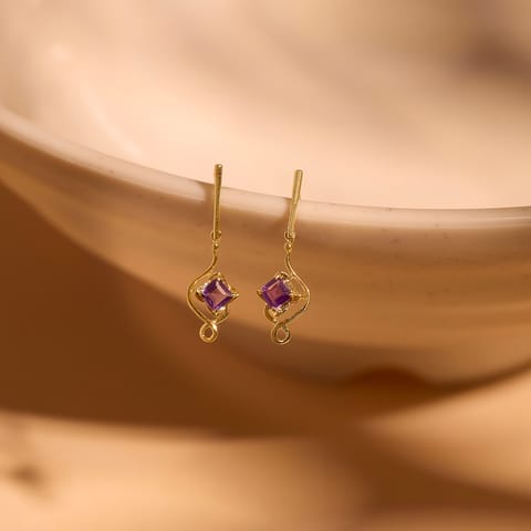 Twirling Purple 9KT Gemstone Drop Earrings