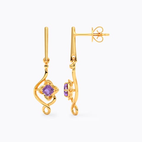 Twirling Purple 9KT Gemstone Drop Earrings