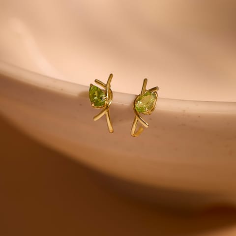 Twisted Pear 9KT Gemstone Hoop Earrings