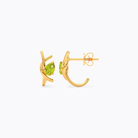 Twisted Pear 9KT Gemstone Hoop Earrings