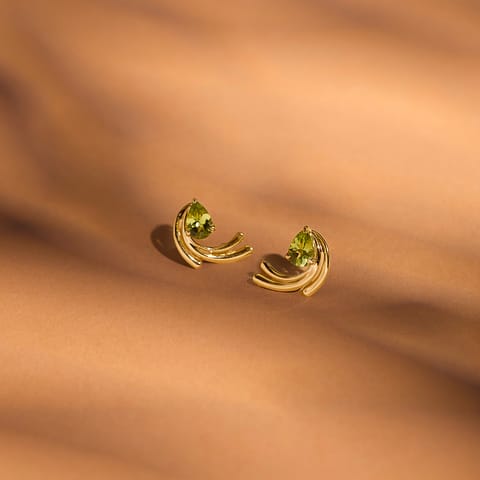 Jade Arc 9KT Gemstone Stud Earrings