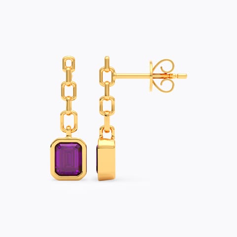 Purple Links 9KT Gemstone Drop Earrings
