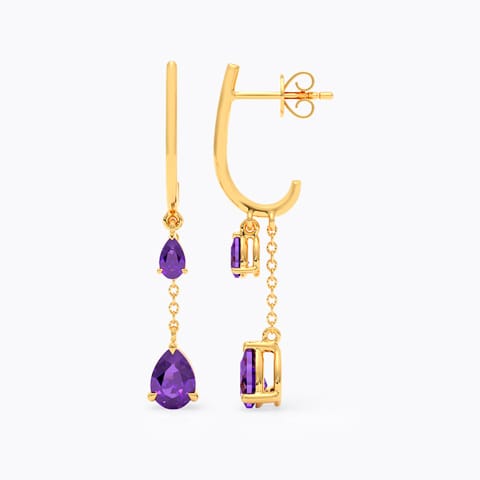 Swaying Pear 9KT Gemstone Drop Earrings