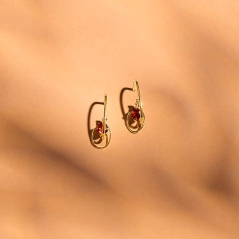 Swinging 9KT Gemstone Hoop Earrings