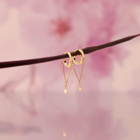 Swaying Star Gold Hoop Earrings