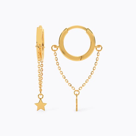 Swaying Star Gold Hoop Earrings