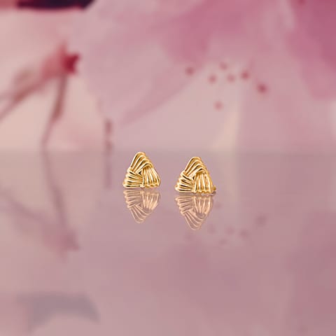 Ruffled Triangle Gold Stud Earrings