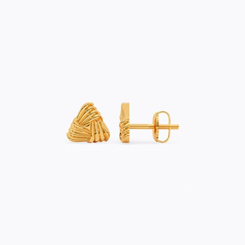 Ruffled Triangle Gold Stud Earrings