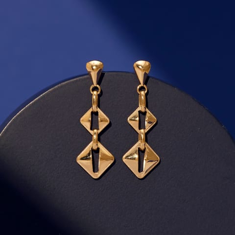 Swaying Squares Gold Drop Earrings