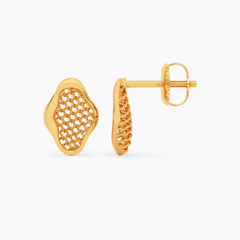 Mesh Radiant Gold Stud Earrings