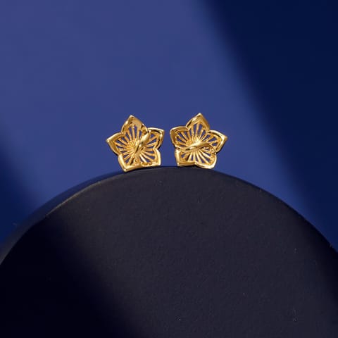 Floral Swirl Gold Stud Earrings