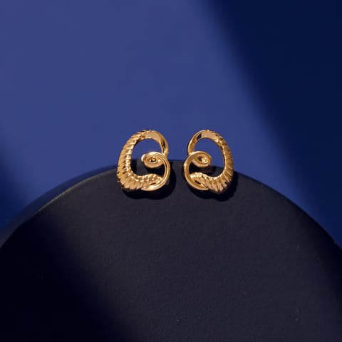 Textured Curls Gold Stud Earrings