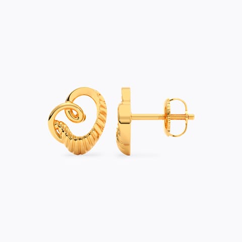 Textured Curls Gold Stud Earrings